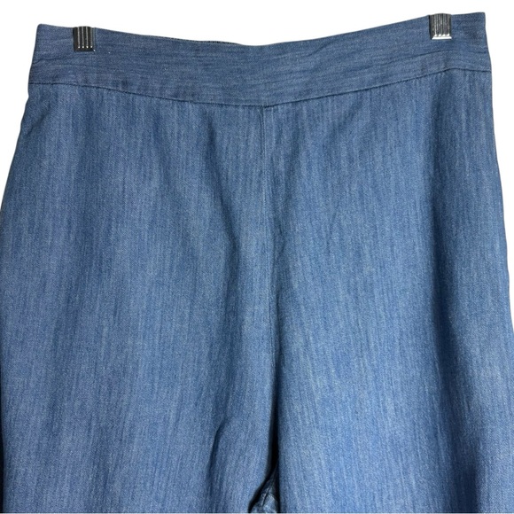 MADEWELL Huston Linen Blend Wide-Leg Crop Pants in Chambray Blue Size Large - Picture 5 of 11